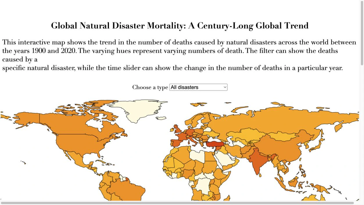 Global natural disaster mortality visualization preview