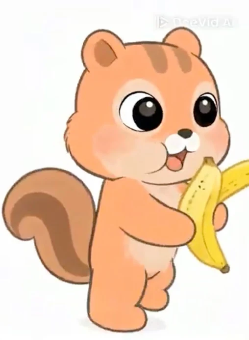 AI-generated Hazel pose with a banana